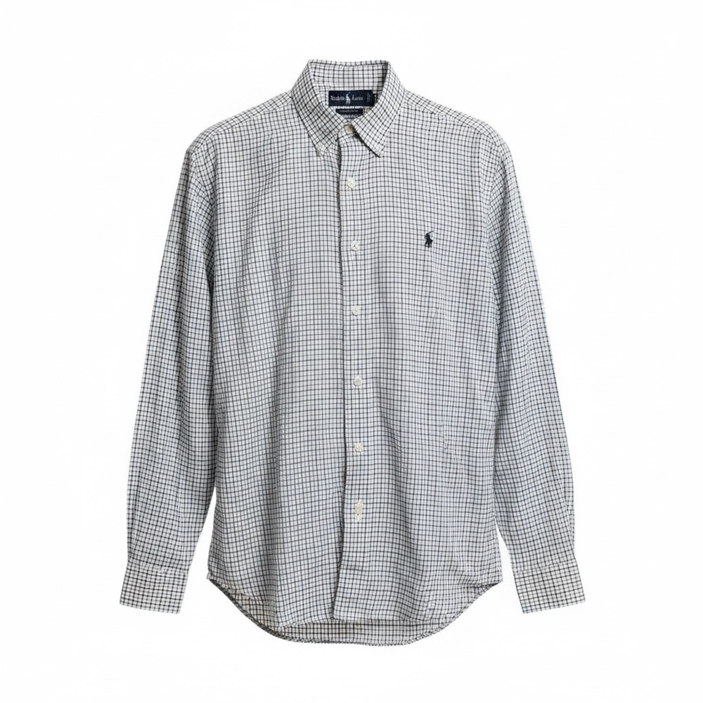 Ralph Lauren Blake Button Down Oxford Sz Large White Plaid Classic Fit